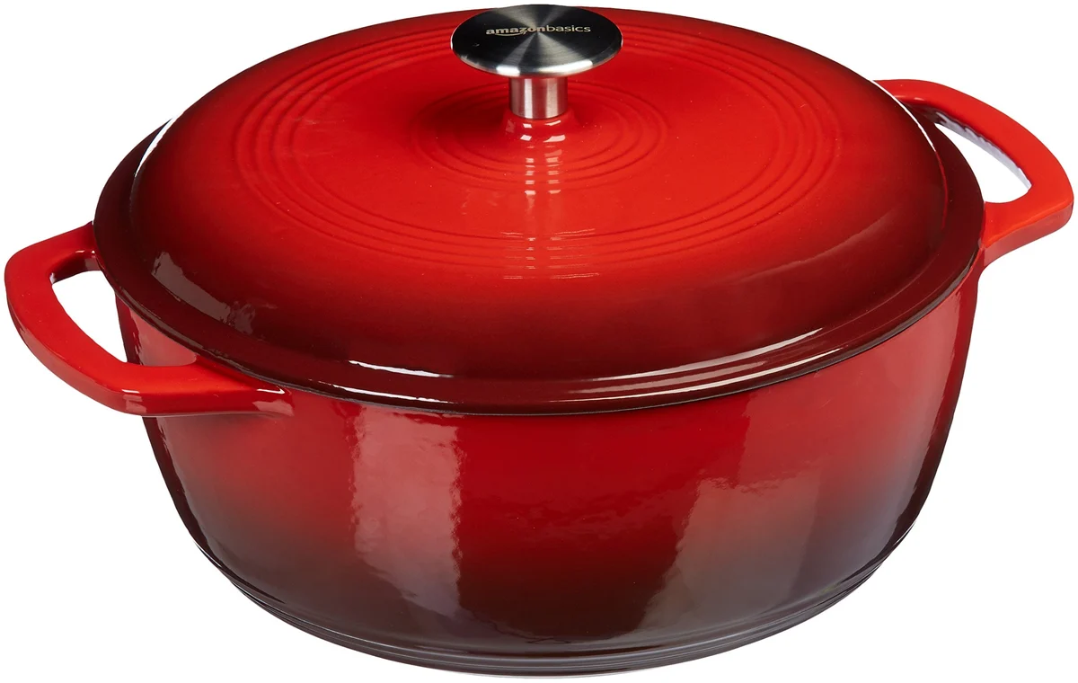 Enameled Cast Iron Covered Dutch Oven, 4.3-Quart, Red