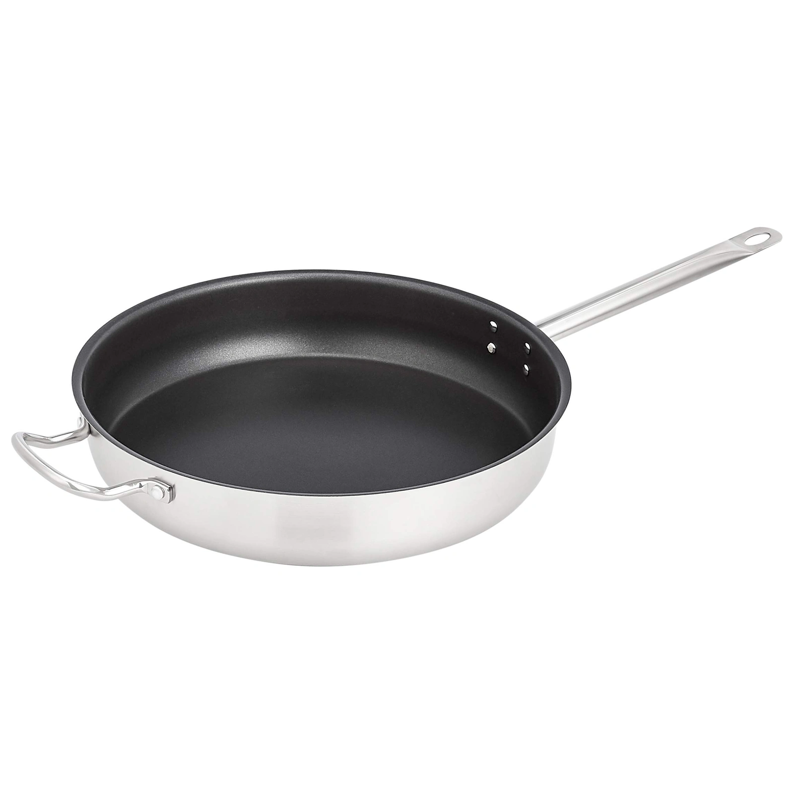 14" Non-Stick Stainless Steel Aluminum-Clad Fry Pan with with Non-stick Coating and Helper Handle