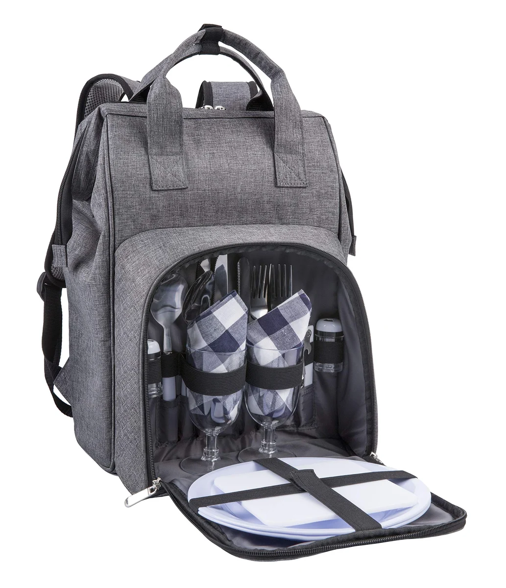 2 Person Picnic Backpack Cooler Bag with Tableware Set & Blanket
