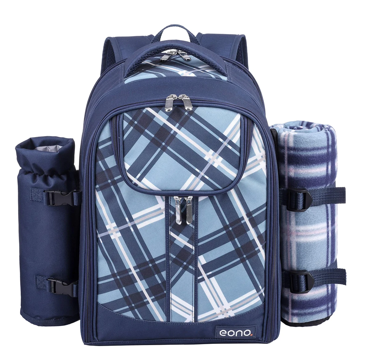 Picnic Backpack Cooler with Tableware and Blanket, Blue