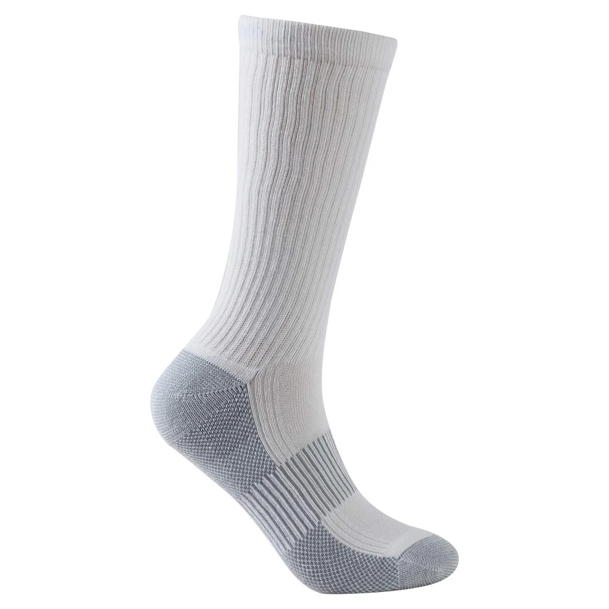 Unisex Copper Athletic Cushion Crew Socks for Hiking Travel 1 Pair White Large