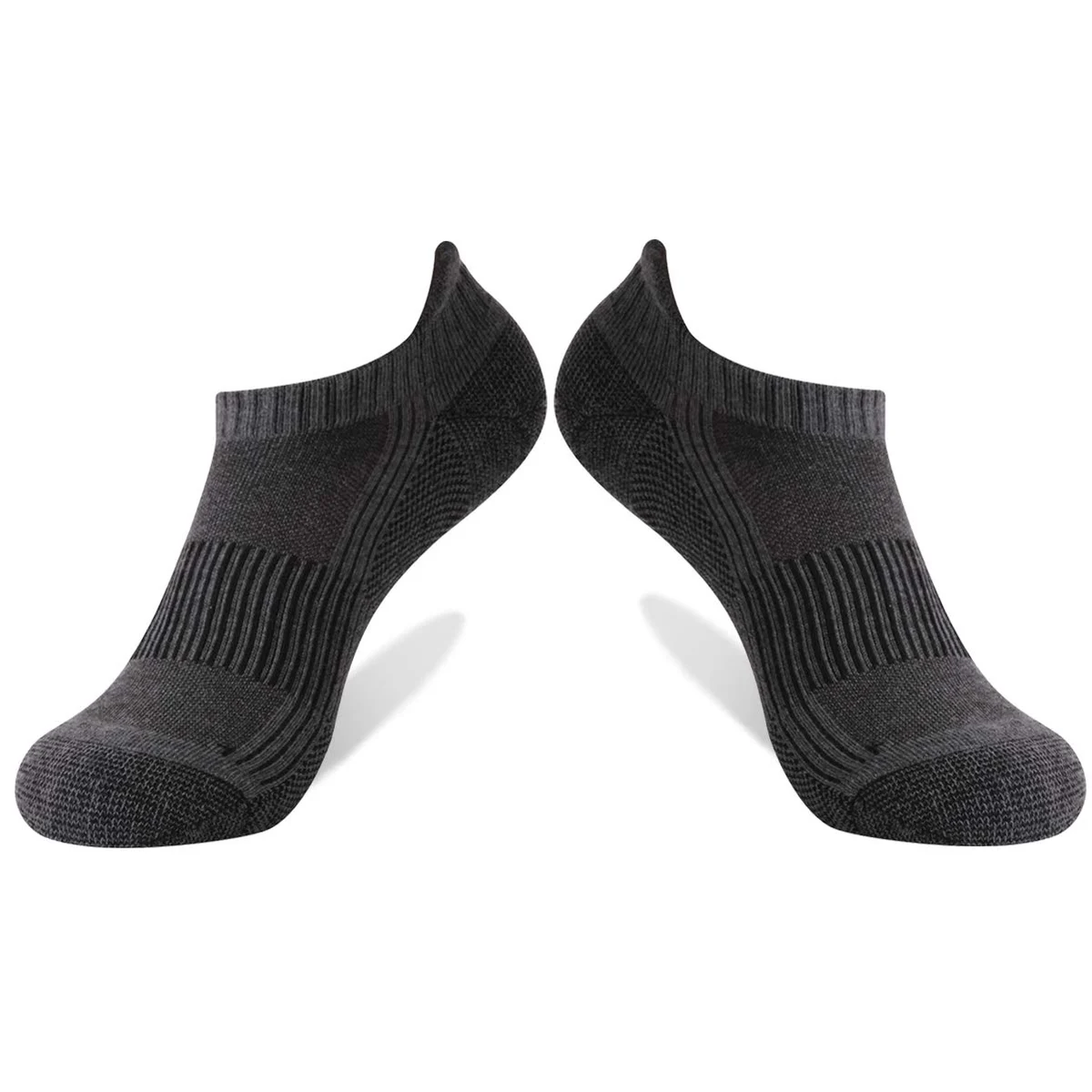 Unisex Copper Athletic Cushion No Show Socks for Hiking Travel 1 Pair Dark Gray Medium