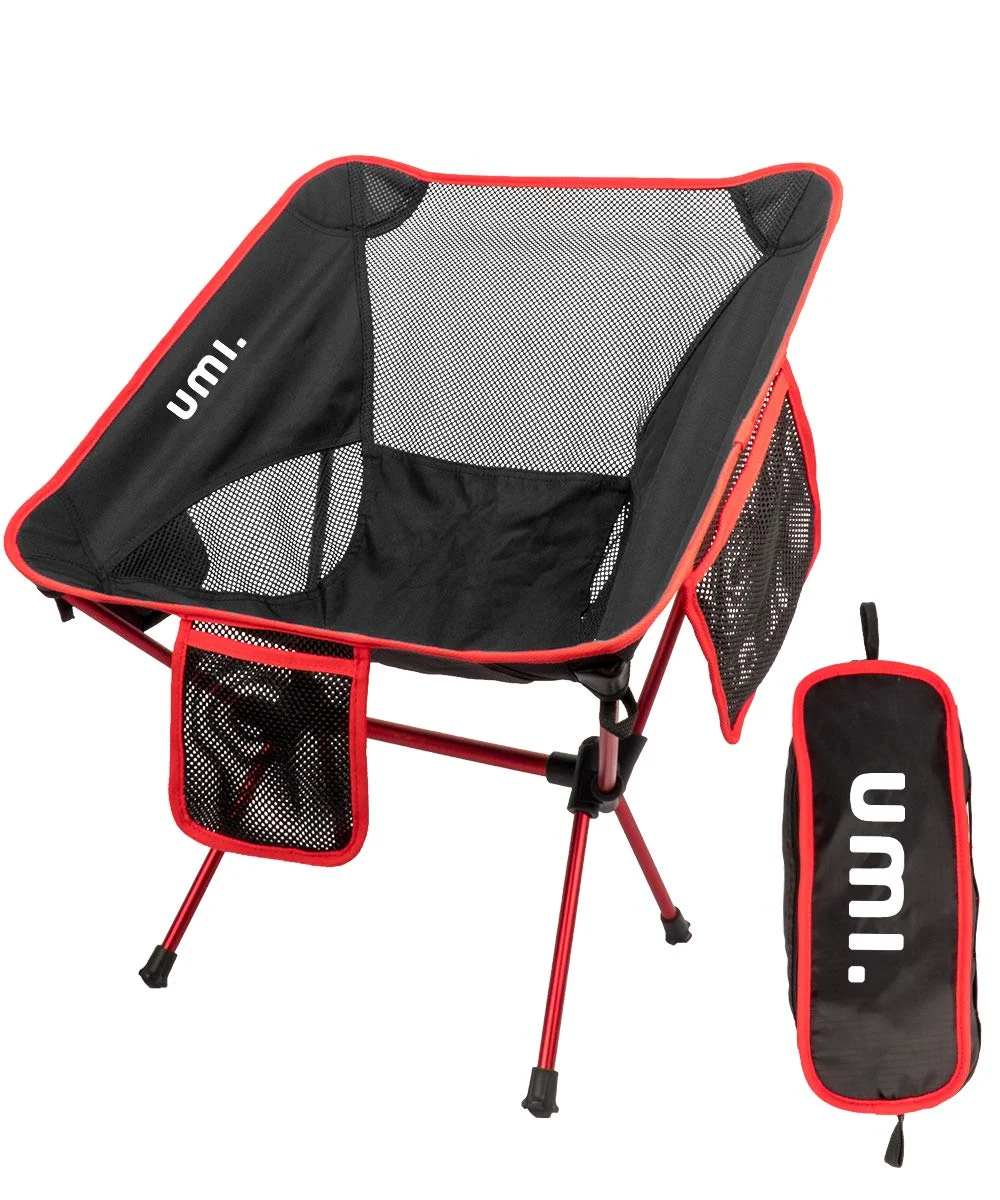 . Essentials Portable Camping Chair Compact Ultralight Folding Chair with Carry Bag for Hiking, Beach,Fishing,Outdoor Heavy Duty 265 lb Capacity Red