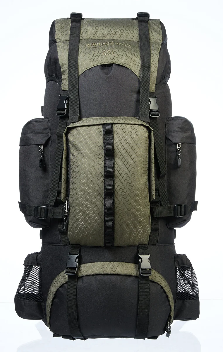 Internal Frame Hiking Backpack with Rainfly, 75 L, Green