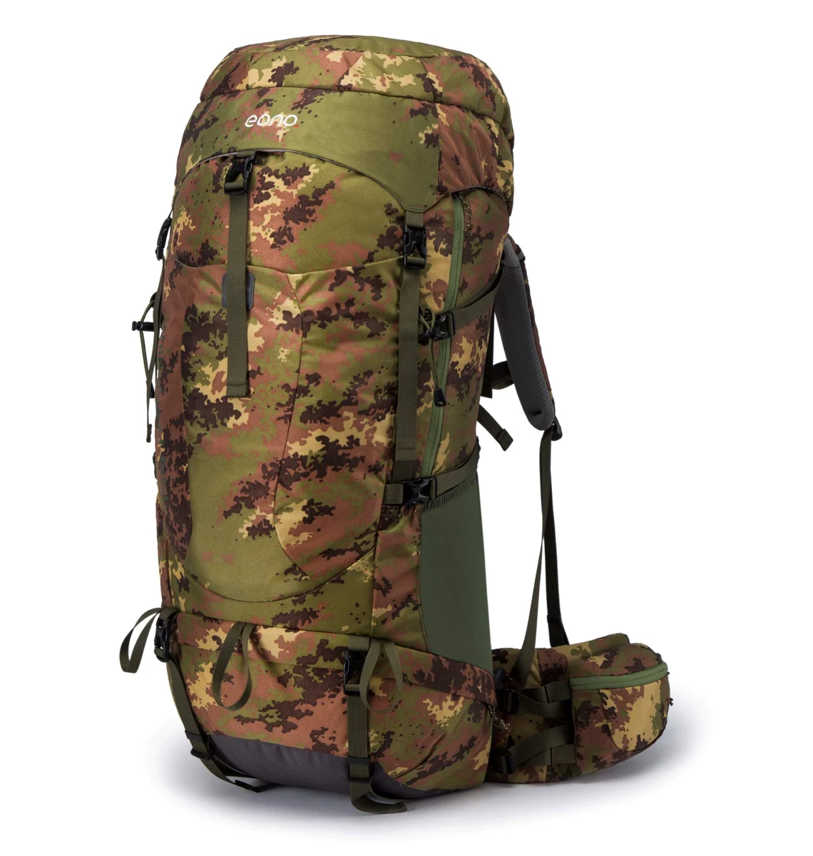 Essentials Waterproof, Ultralight Hiking Backpack with Internal Frame and Breathable Mesh Back (Camo, 65 Liters)