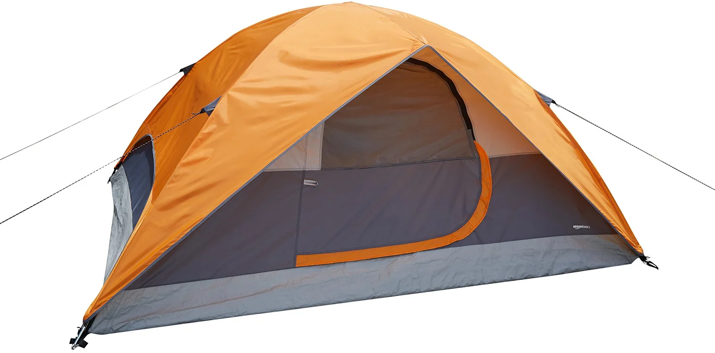 4-Person Dome Camping Tent With Rainfly 9 x 7 x 4 Feet, Orange And Grey