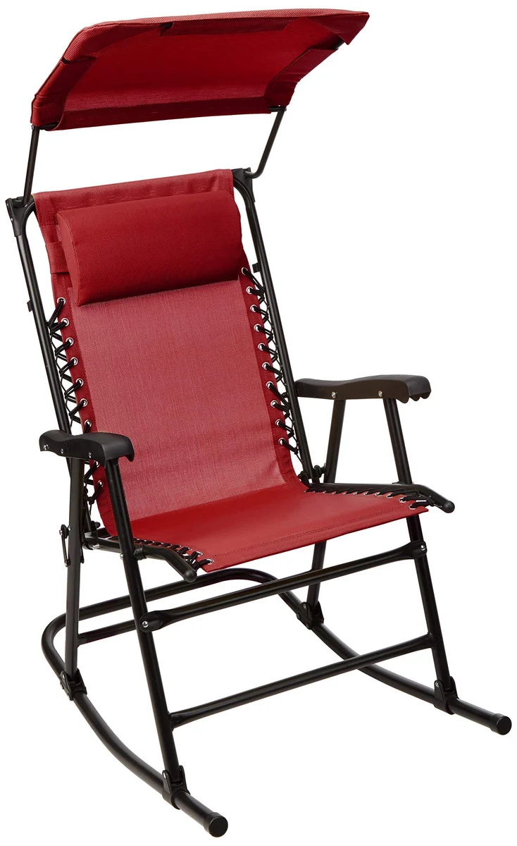 Foldable Rocking Chair with Canopy Red (Renewed)