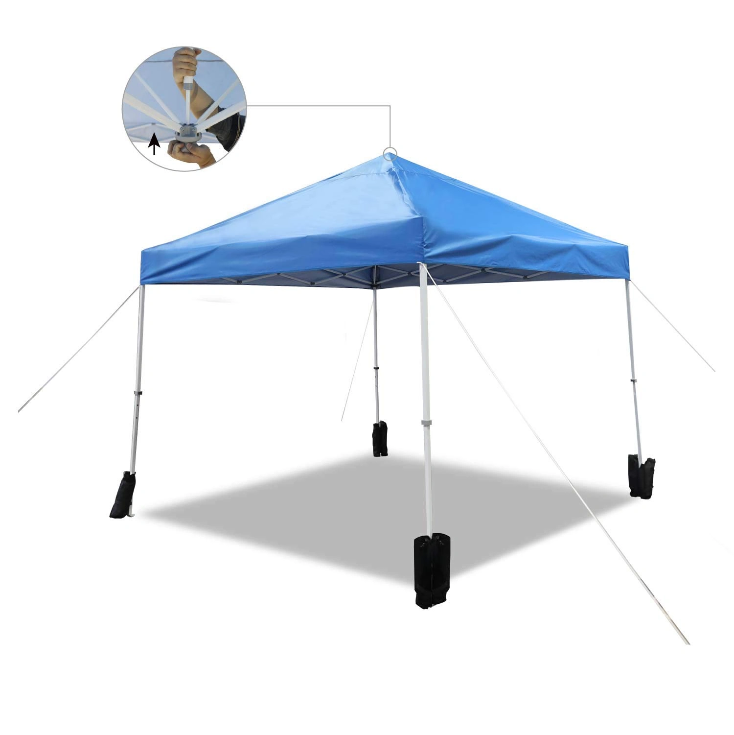 Outdoor One-push Pop Up Canopy, 10ft x 10ft with Wheeled Carry, 4-pk weight bag, Blue