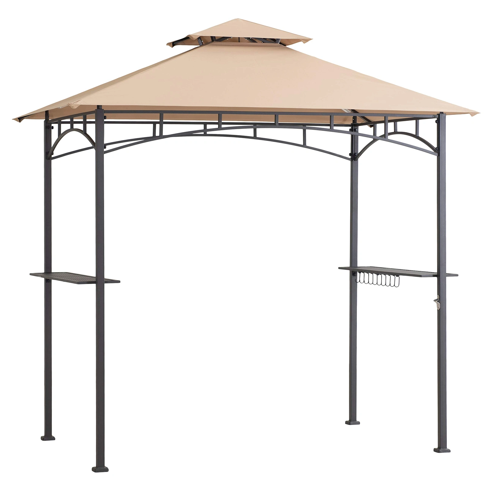 Outdoor Patio Grill Gazebo with LED Lights for Barbecue Beige and Khaki