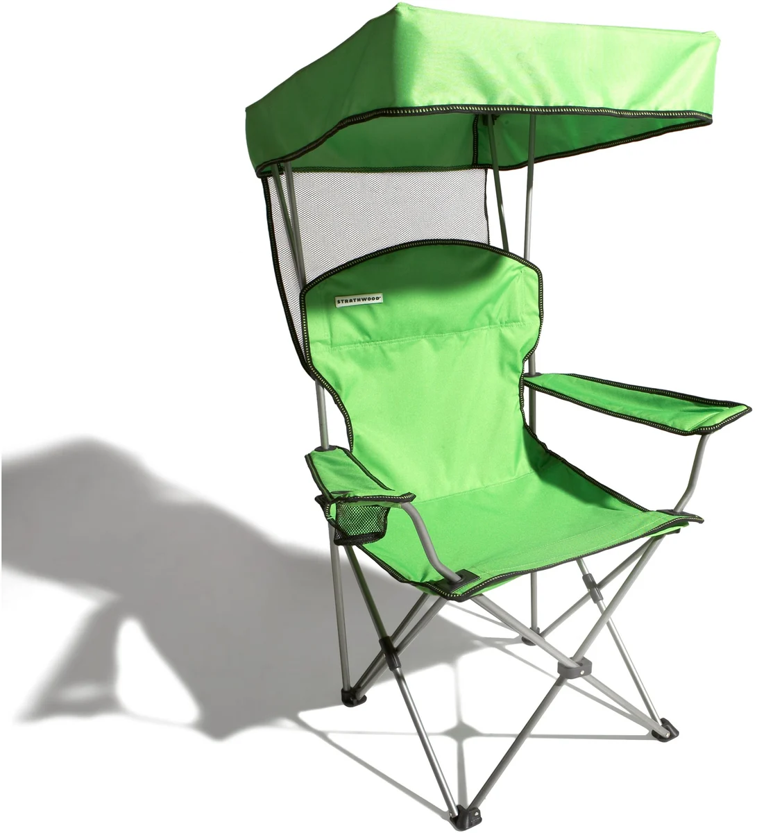 Folding Canopy Chair, Green with Silver Frame