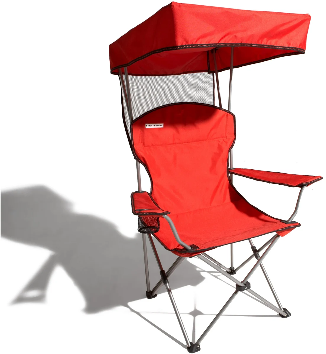 Folding Canopy Chair, Red with Silver Frame